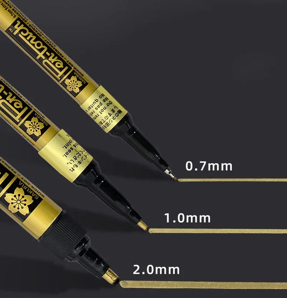 1pc Sakura Pen-Touch Paint Marker Gold, Silver,Copper 0.7mm 1mm 2mm Wa –  AOOKMIYA